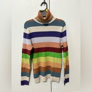 Old Navy Rainbow Stripe Turtleneck Sweater Easy Fit Large Colorblock Knit